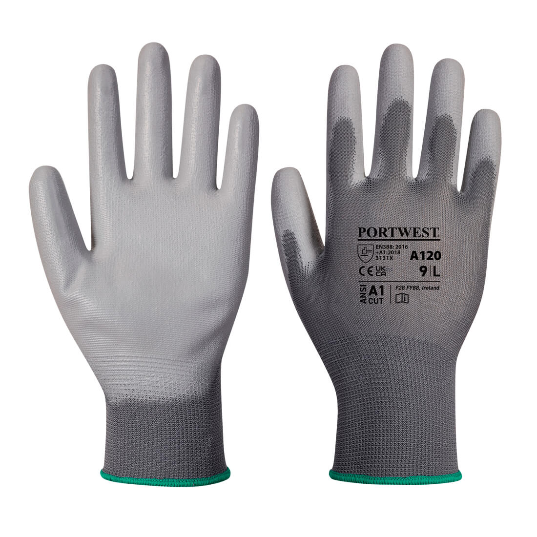 A120 Portwest® PU Coated A1 Grippy Work Gloves - Gray